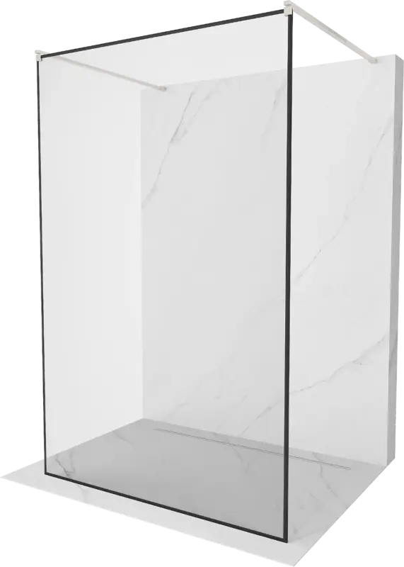 Korlátozott ajánlat Mexen Kioto szabadon álló zuhanyfal 160 x 200 cm, fekete keret 8 mm, kefélt nikkel - 800-160-002-97-70