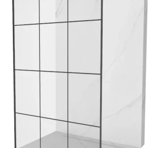 Árcsökkenés Mexen Kioto szabadon álló zuhanyfal 100 x 200 cm, fekete rács 8 mm, kefélt nikkel - 800-100-002-97-77