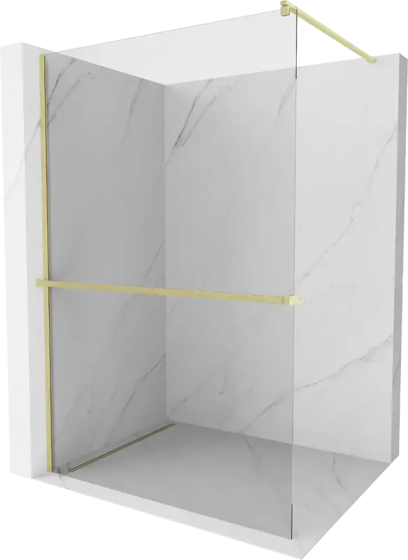 Alacsony ár Mexen Kioto+ zuhanyfal polccal Walk-in 90 x 200 cm, átlátszó, arany kefe - 800-090-121-55-00