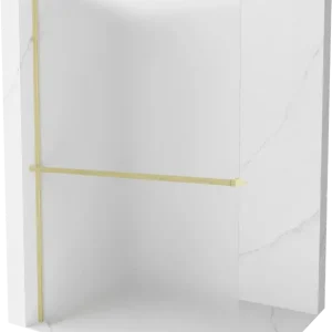 Végkiárusítás Mexen Kioto+ zuhanyfal polccal Walk-in 100 x 200 cm, fagyos, arany szálcsiszolt - 800-100-121-55-30