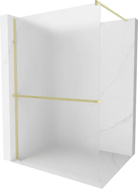 Végkiárusítás Mexen Kioto+ zuhanyfal polccal Walk-in 100 x 200 cm, fagyos, arany szálcsiszolt - 800-100-121-55-30