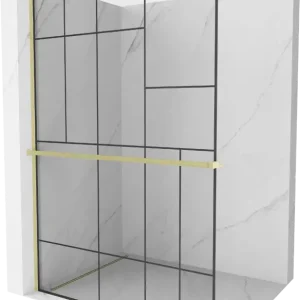 Vedd meg most Mexen Kioto+ zuhanyfal polccal Walk-in 100 x 200 cm, fekete mintázat, arany szálcsiszolt - 800-100-121-55-78