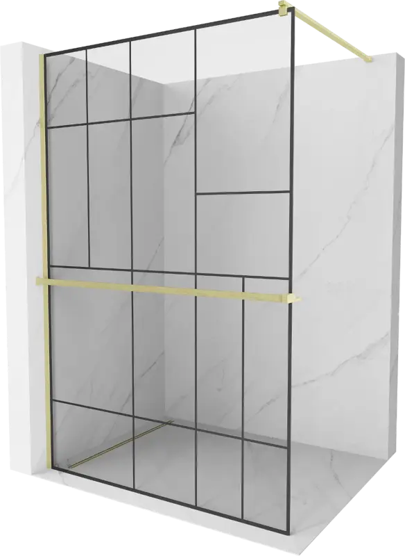 Vedd meg most Mexen Kioto+ zuhanyfal polccal Walk-in 100 x 200 cm, fekete mintázat, arany szálcsiszolt - 800-100-121-55-78