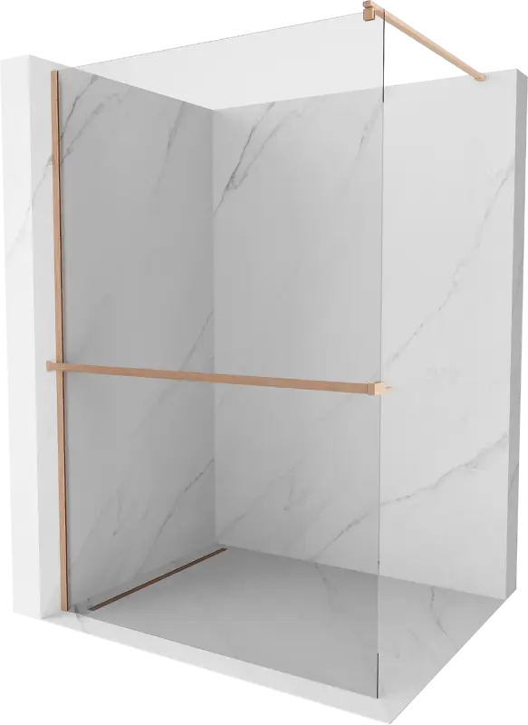 Kedvezményes ár Mexen Kioto+ zuhanyfal polccal Walk-in 90 x 200 cm, átlátszó, kefe réz - 800-090-121-65-00
