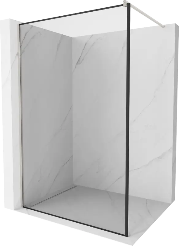 Mexen Kioto walk-in zuhanyfal 150 x 200 cm, fekete keret 8 mm, szálcsiszolt nikkel - 800-150-101-97-70 Gyors szállítás