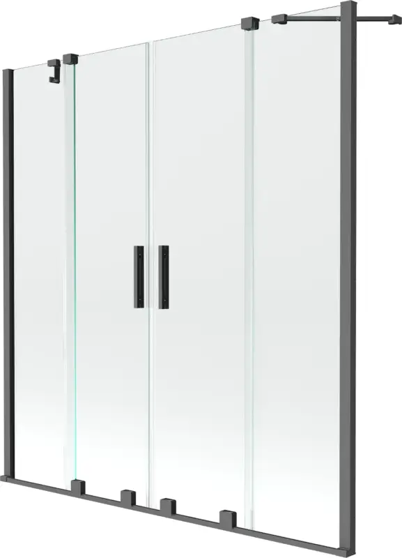 Expressz szállítás Mexen Velar Duo 2-szárnyas toló kádparaván 140 x 150 cm, átlátszó, gun metal - 896-140-000-02-95
