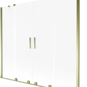 Biztonságos fizetés Mexen Velar Duo 2-szárnyú toló kádparaván 180 x 150 cm, zúzmarás, arany - 896-180-000-32-50