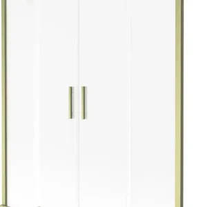 Biztonságos fizetés Mexen Velar Duo kádparaván 2-szárnyú tolható 150 x 150 cm, zúzmarás, arany kefélt - 896-150-000-32-55