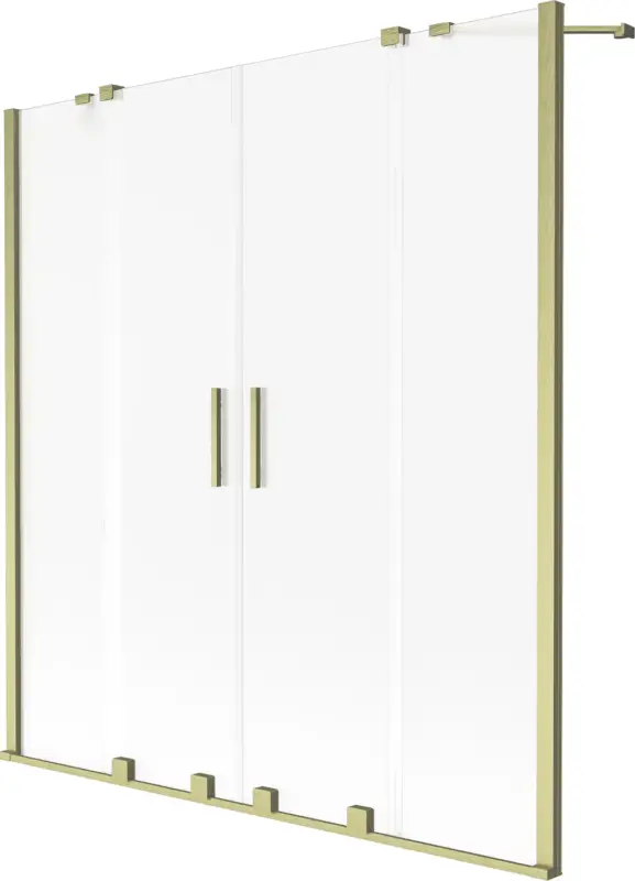 Biztonságos fizetés Mexen Velar Duo kádparaván 2-szárnyú tolható 150 x 150 cm, zúzmarás, arany kefélt - 896-150-000-32-55