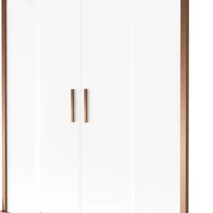 Expressz szállítás Mexen Velar Duo fürdőkád paraván, 2-szárnyú tolóajtós 150 x 150 cm, homályos, rózsaszín arany - 896-150-000-32-60
