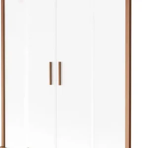 Ajánlat Mexen Velar Duo 2-szárnyú kihúzható kádparaván 160 x 150 cm, jégfátyol, csiszolt réz - 896-160-000-32-65