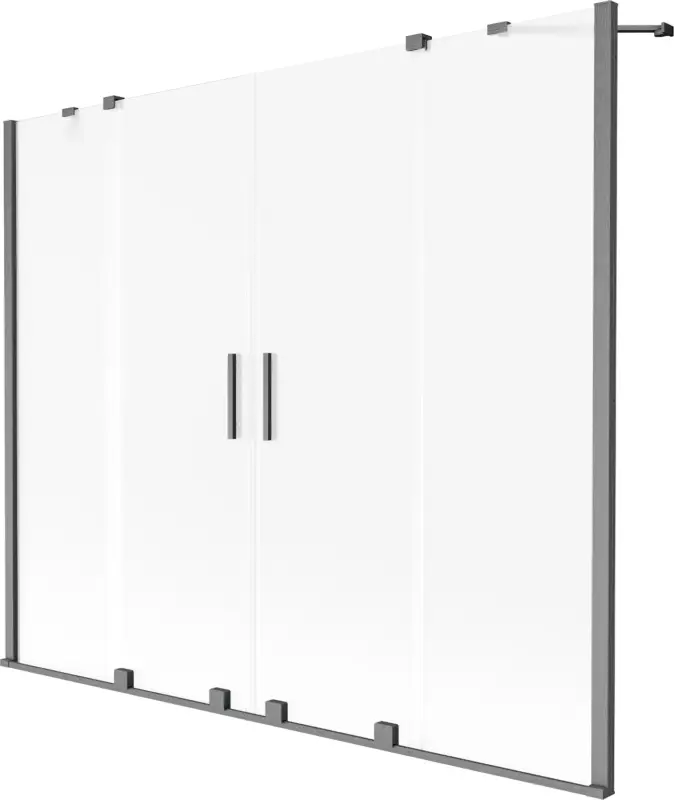 Biztonságos fizetés Mexen Velar Duo kétszárnyú tolófürdőszobai paraván 200 x 150 cm, zúzmara, gun szürke kefélt - 896-200-000-32-66
