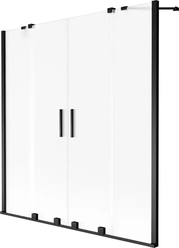 Végkiárusítás Mexen Velar Duo 2-szárnyú tolható kádparaván 140 x 150 cm, szatén, fekete - 896-140-000-32-70