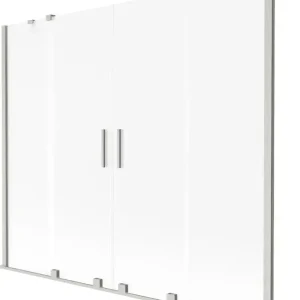 Bestseller Mexen Velar Duo kétszárnyú toló kádkabin 200 x 150 cm, zúzmara, kefe nikkel - 896-200-000-32-97