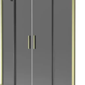 Biztonságos vásárlás Mexen Velar Duo 2-szárnyú, eltolható, 150 x 150 cm-es kádparaván, grafit, arany ecsetelt - 896-150-000-42-55
