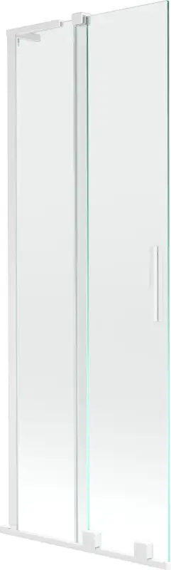 Biztonságos fizetés Mexen Velar L fürdőkád-partíció, 2-szárnyú tolóajtós 75 x 150 cm, átlátszó, fehér - 896-075-003-01-20