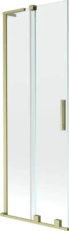 Bestseller Mexen Velar L fürdőkád paraván, 2-szárnyú eltolható, 70 x 150 cm, áttetsző, arany szálcsiszolt - 896-070-003-01-55