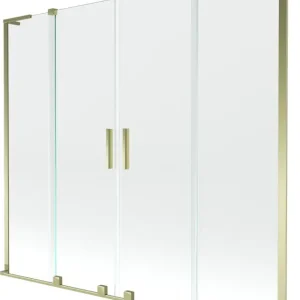 Expressz kézbesítés Mexen Velar L Duo kétszárnyas kádparaván, 180 x 150 cm, átlátszó, arany - 896-180-003-02-50