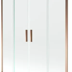 Azonnali szállítás Mexen Velar L Duo fürdőkád paraván, 2-szárnyú tolóajtós, 150 x 150 cm, átlátszó, rózsaarany - 896-150-003-02-60