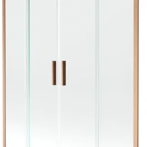 Expressz szállítás Mexen Velar L Duo 2 szárnyas tolóajtós fürdőszobai paraván 150 x 150 cm, átlátszó, kefe bronz színű - 896-150-003-02-65