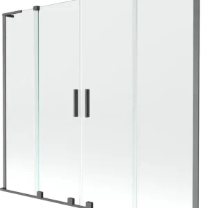 Bestseller Mexen Velar L Duo kádparaván 2 szárnyú toló 200 x 150 cm, átlátszó, gun gray kefélt - 896-200-003-02-66