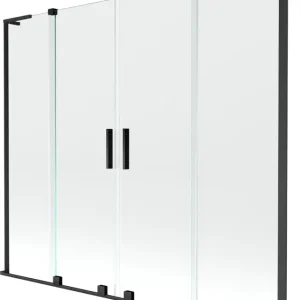 Árengedmény Mexen Velar L Duo kádparaván 2-szárnyú tolóajtóval 170 x 150 cm, átlátszó, fekete - 896-170-003-02-70