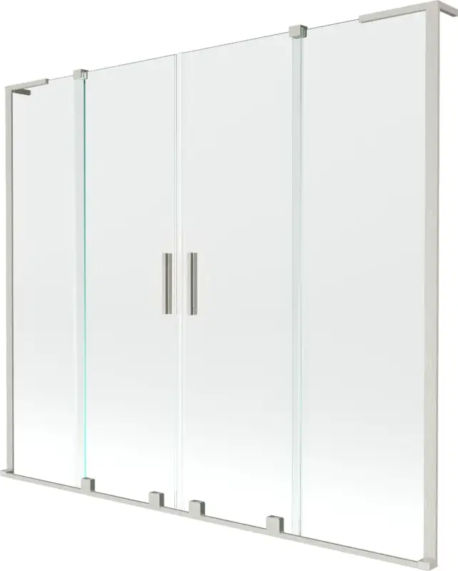 Mexen Velar L Duo fürdőszobai tolóajtó 2-szárnyú, 180 x 150 cm, átlátszó, csiszolt nikkel - 896-180-003-02-97 Újdonság