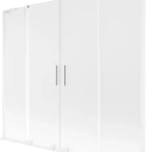 Biztonságos fizetés Mexen Velar L Duo kádra szerelhető, 2 szárnyú tolóajtós paraván 200 x 150 cm, fagyos üveg, fehér - 896-200-003-32-20