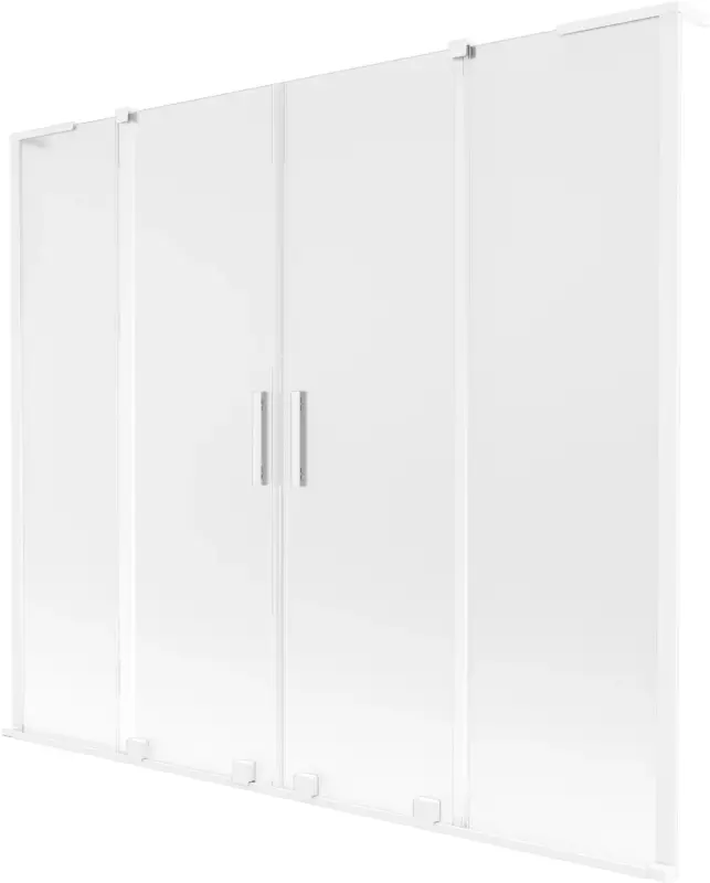 Biztonságos fizetés Mexen Velar L Duo kádra szerelhető, 2 szárnyú tolóajtós paraván 200 x 150 cm, fagyos üveg, fehér - 896-200-003-32-20