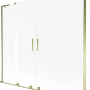 Biztonságos fizetés Mexen Velar L Duo fürdőkádparaván 2-szárnyú tolóajtós 180 x 150 cm, dér, arany - 896-180-003-32-50