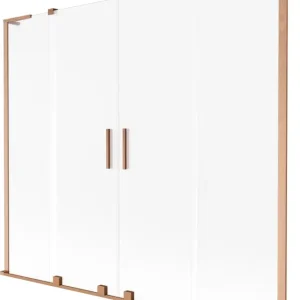 Végkiárusítás Mexen Velar L Duo kádparaván 2-szárnyas toló 200 x 150 cm, matt, kefe réz - 896-200-003-32-65
