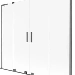 Azonnal elérhető Mexen Velar L Duo kétpaneles, 200 x 150 cm-es, tolóajtós zuhanyfal, matt, kefélt gun metal szürke - 896-200-003-32-66