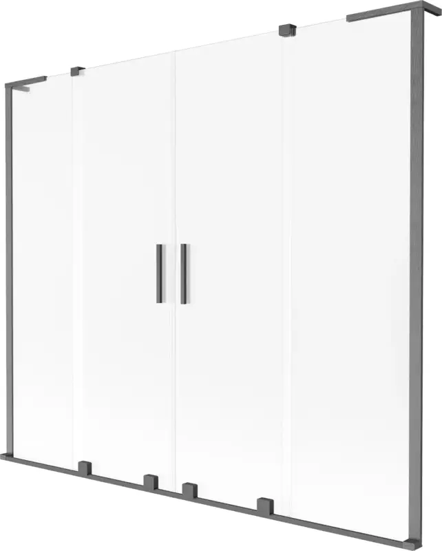 Azonnal elérhető Mexen Velar L Duo kétpaneles, 200 x 150 cm-es, tolóajtós zuhanyfal, matt, kefélt gun metal szürke - 896-200-003-32-66