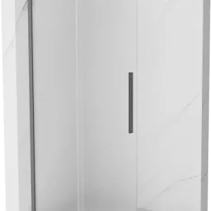 Vásárlói kedvenc Mexen Velar L tolóajtós zuhanyfal Walk-in 100 x 200 cm, 8 mm szatén, kefélt fegyverszürke - 871-100-003-33-66