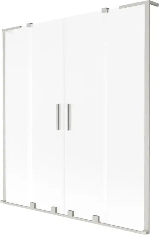Akció Mexen Velar L Duo kádparaván 2-szárnyú toló 150 x 150 cm, zúzmara, matt nikkel - 896-150-003-32-97