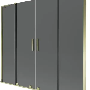 Biztonságos fizetés Mexen Velar L Duo kádparaván 2-szárnyú toló 170 x 150 cm, grafit, arany - 896-170-003-42-50