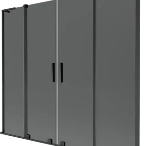 Biztonságos fizetés Mexen Velar L Duo kádparaván 2-szárnyú toló 200 x 150 cm, grafit, fekete - 896-200-003-42-70