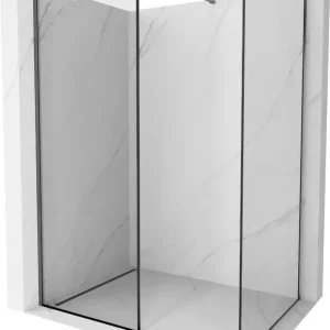 Ajánlat Mexen Kioto zuhanyfal Walk-in 110 x 100 cm, fekete keret, gun gray kefe - 800-110-202-66-70-100
