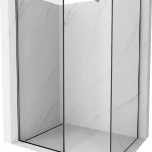 Végkiárusítás Mexen Kioto zuhanyfal Walk-in 120 x 110 cm, fekete keret, gun metal - 800-120-202-95-70-110