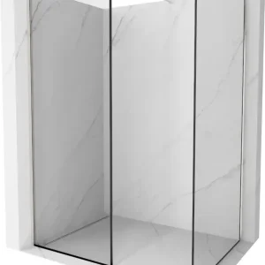 Akciós ár Mexen Kioto zuhanyfal Walk-in 90 x 90 cm, fekete keret, kefélt nikkel - 800-090-202-97-70-090