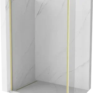Akció Mexen Kioto zuhanyfal Walk-in 110 x 40 cm, átlátszó, arany kefélt - 800-110-212-55-00-040