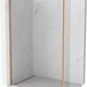 Akció Mexen Kioto zuhanyfal Walk-in 100 x 40 cm, átlátszó, csiszolt réz - 800-100-212-65-00-040