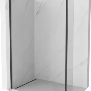 Akciós ár Mexen Kioto zuhanyfal Walk-in 135 x 40 cm, átlátszó, fekete - 800-135-212-70-00-040