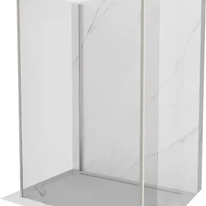 Akció Mexen Kioto walk-in zuhanyfal 140 x 75 x 40 cm, átlátszó, szálcsiszolt nikkel - 800-140-075-221-97-00-040