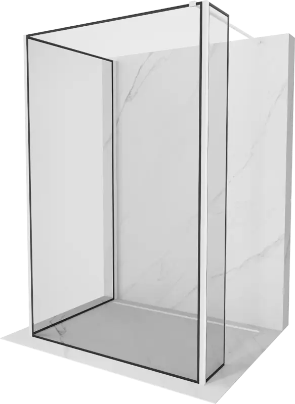 Akció Mexen Kioto Walk-in zuhanyfal 100 x 70 x 40 cm, fekete keret, fehér - 800-100-070-221-20-70-040