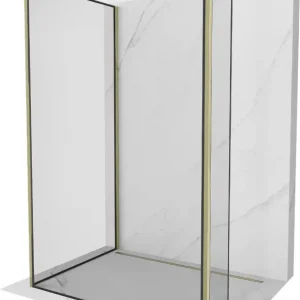 Vedd meg online Mexen Kioto zuhanyfal Walk-in 140 x 70 x 40 cm, fekete keret, arany - 800-140-070-221-50-70-040