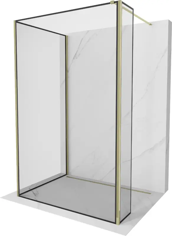 Vedd meg online Mexen Kioto zuhanyfal Walk-in 140 x 70 x 40 cm, fekete keret, arany - 800-140-070-221-50-70-040