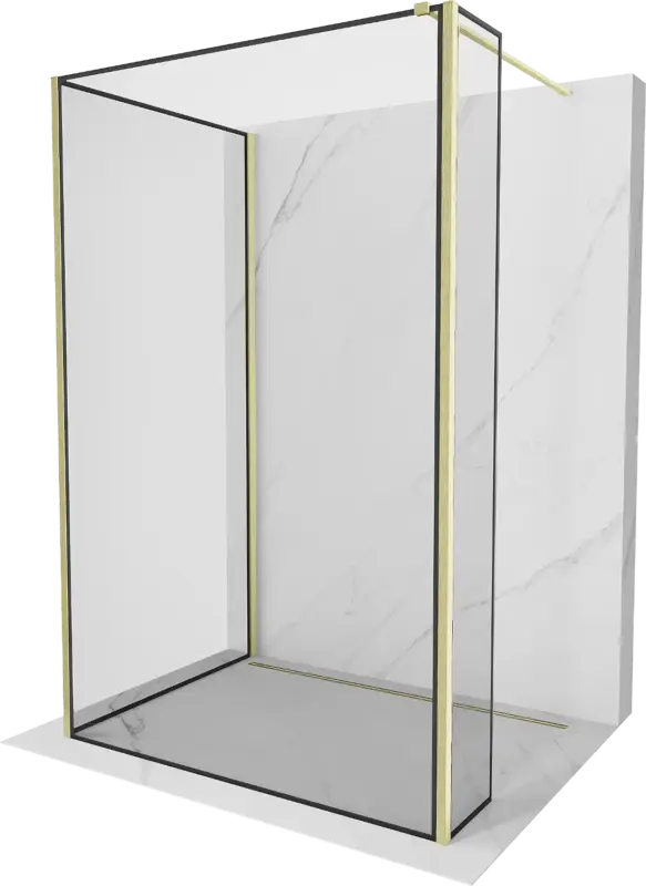 Legnépszerűbb Mexen Kioto zuhanyfal Walk-in 100 x 70 x 40 cm, fekete keret, arany szálcsiszolt - 800-100-070-221-55-70-040