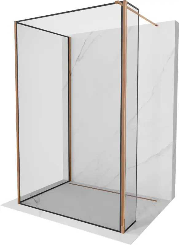 Mexen Kioto zuhanyfal Walk-in 130 x 110 x 40 cm, fekete keret, rózsaszín arany - 800-130-110-221-60-70-040 Népszerű