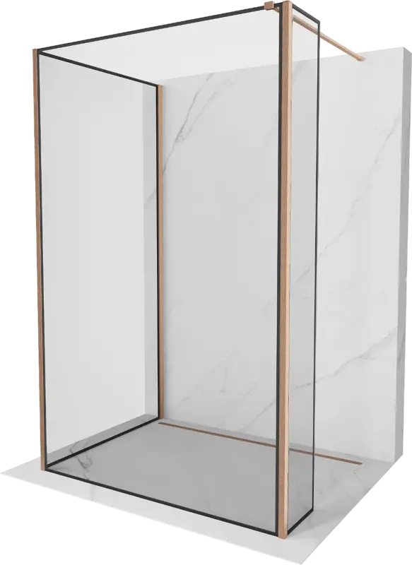 Mexen Kioto zuhanyfal Walk-in 120 x 110 x 40 cm, fekete keret, kefézett réz - 800-120-110-221-65-70-040 Exkluzív ajánlat